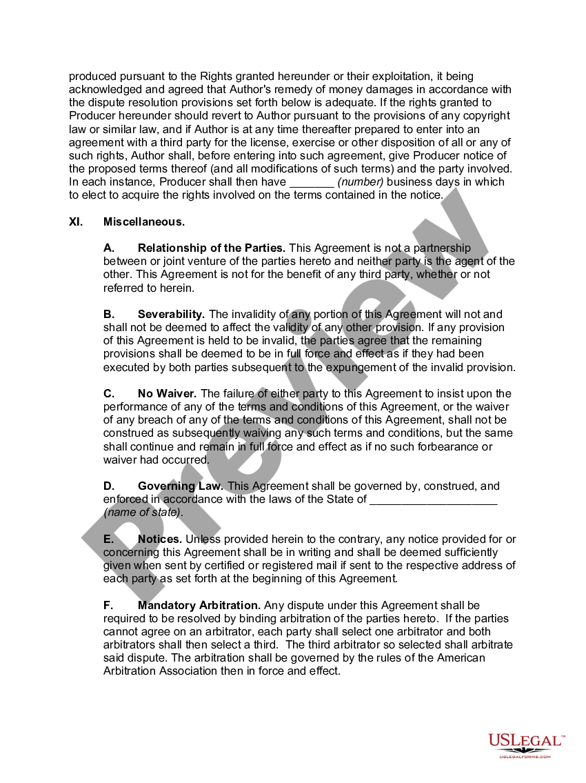page 7 Option to Purchase Rights to a Novel preview