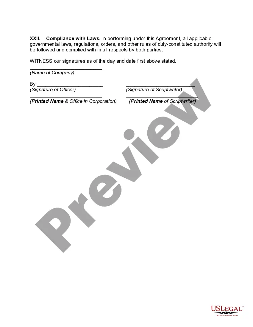 Get Scriptwriter Agreement Preview Scriptwriter Agreement