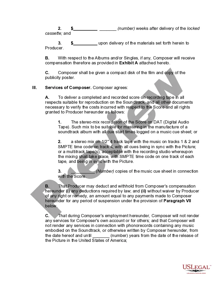 Get Film Music Agreement with Composer Preview Film Music Agreement with Composer