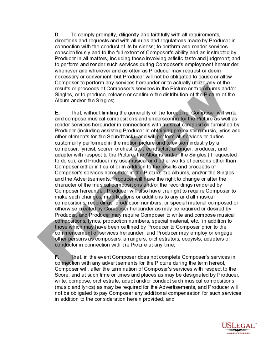 Get Film Music Agreement with Composer Preview Film Music Agreement with Composer
