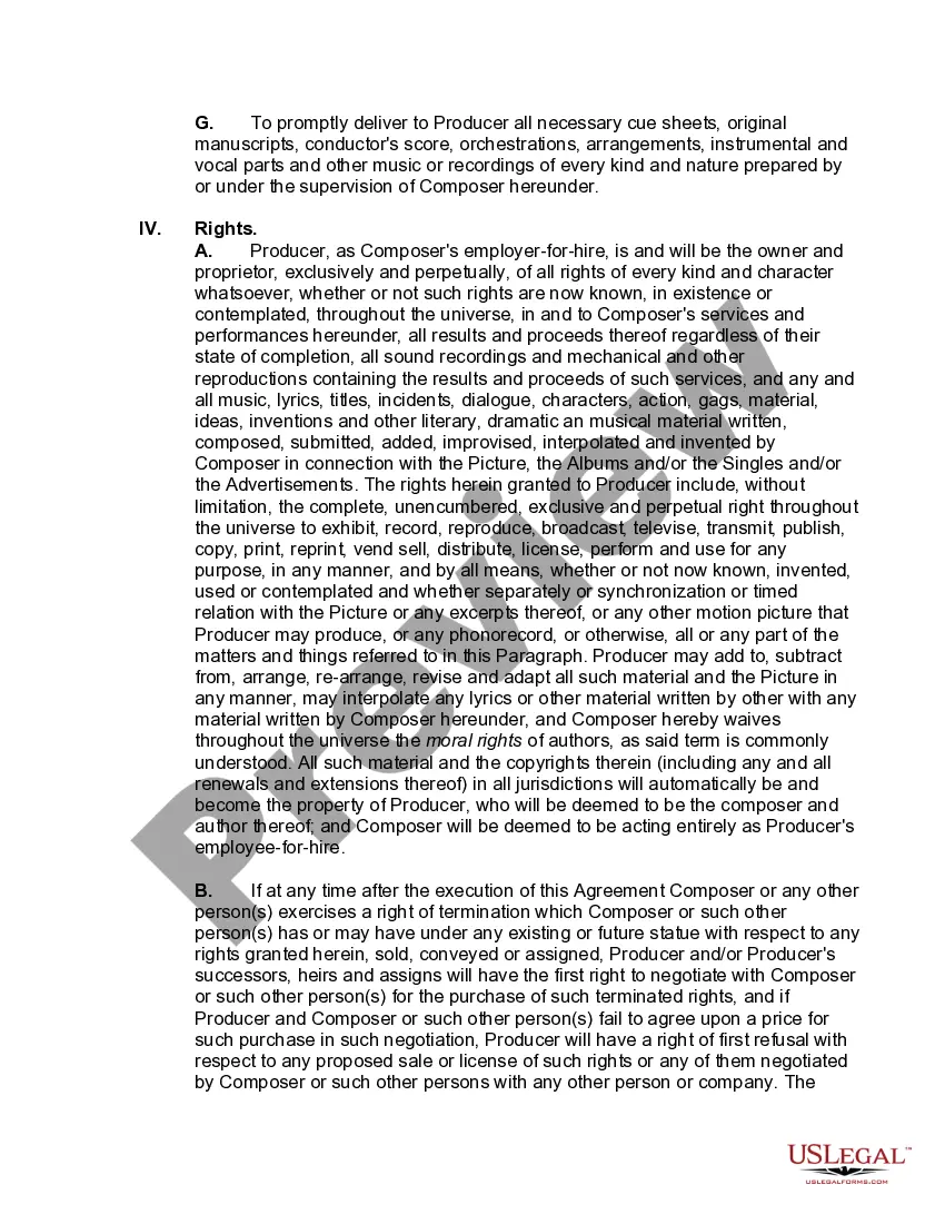 Get Film Music Agreement with Composer Preview Film Music Agreement with Composer