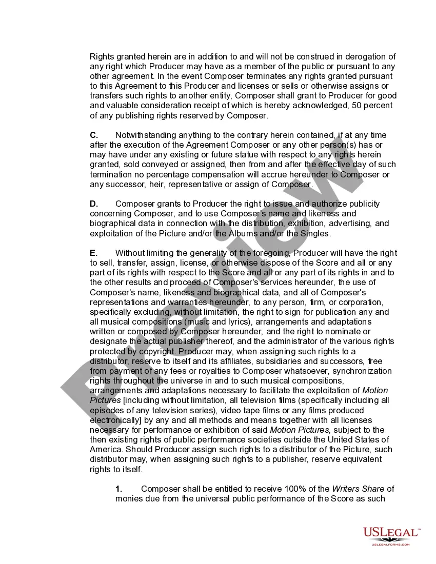 Get Film Music Agreement with Composer Preview Film Music Agreement with Composer