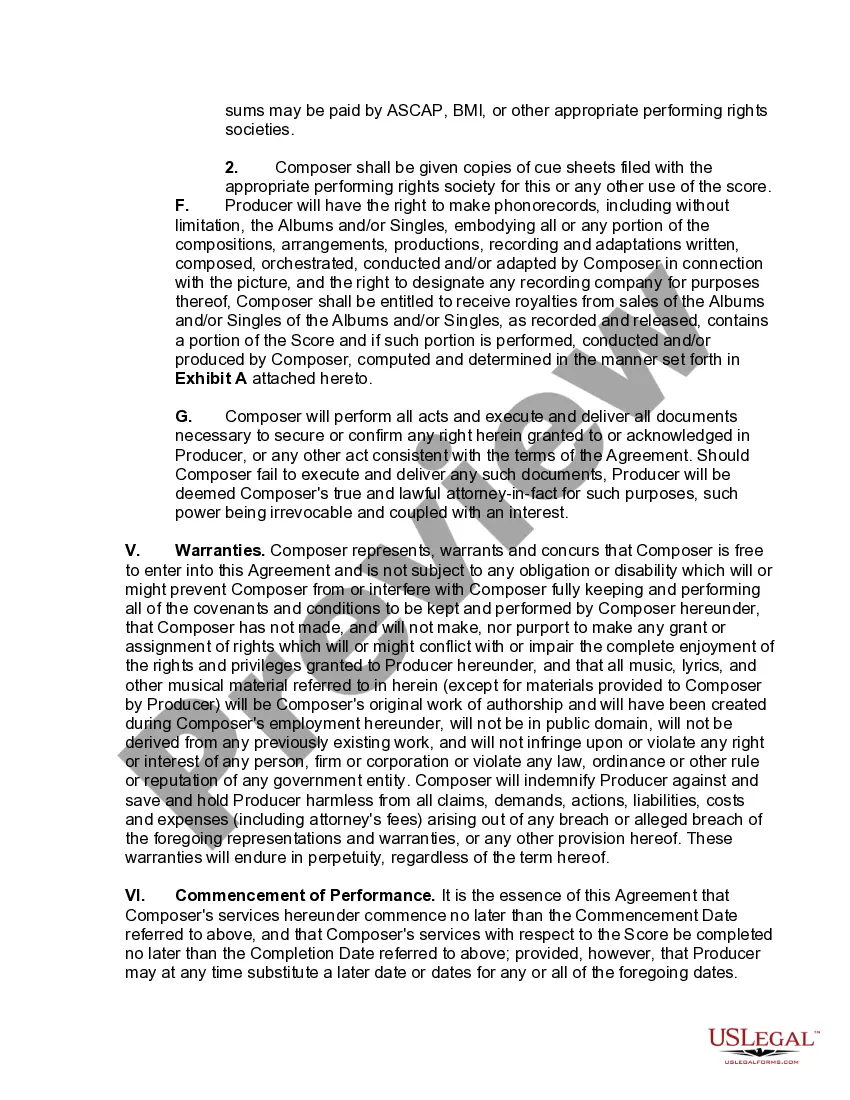Get Film Music Agreement with Composer Preview Film Music Agreement with Composer