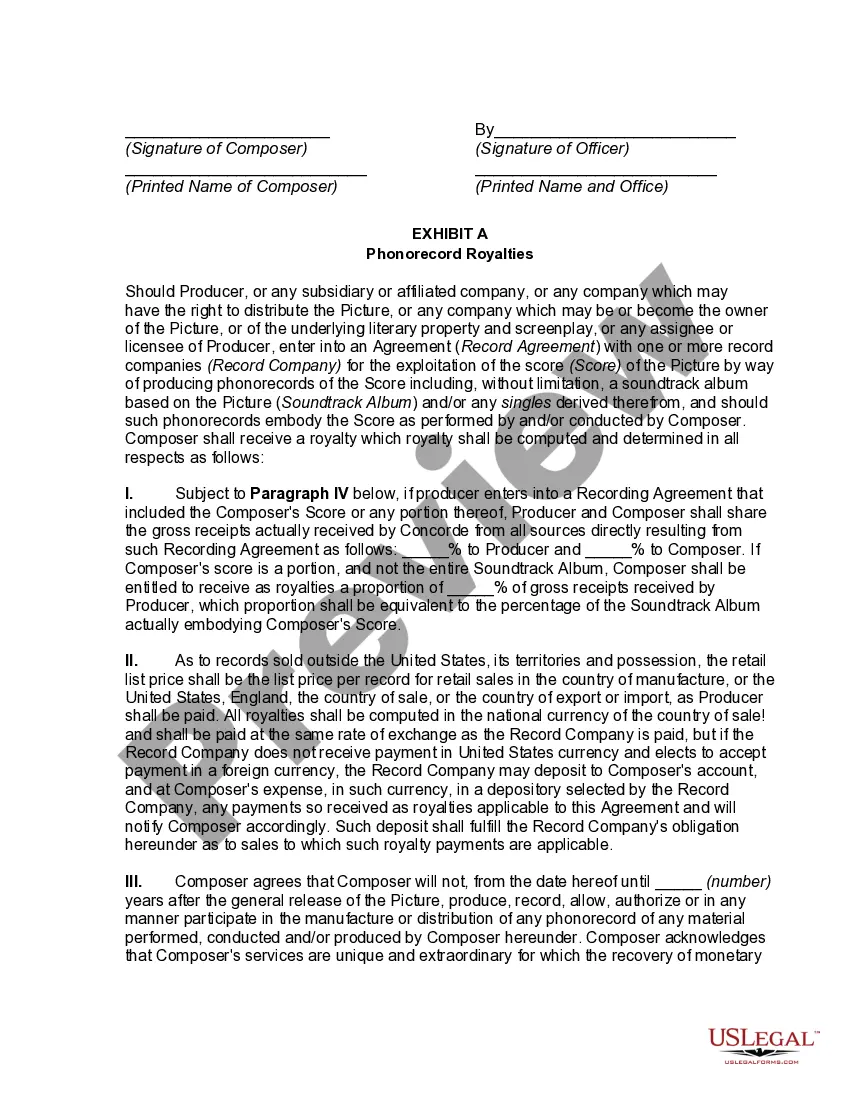 Get Film Music Agreement with Composer Preview Film Music Agreement with Composer