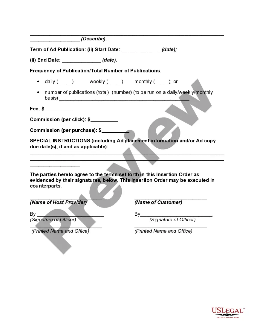 Get Online Advertising Agreement for Website Hosted Ads Preview Online Advertising Agreement for Website Hosted Ads