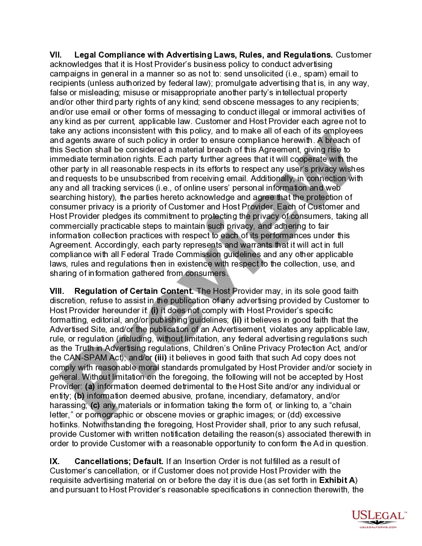 Get Online Advertising Agreement for Website Hosted Ads Preview Online Advertising Agreement for Website Hosted Ads