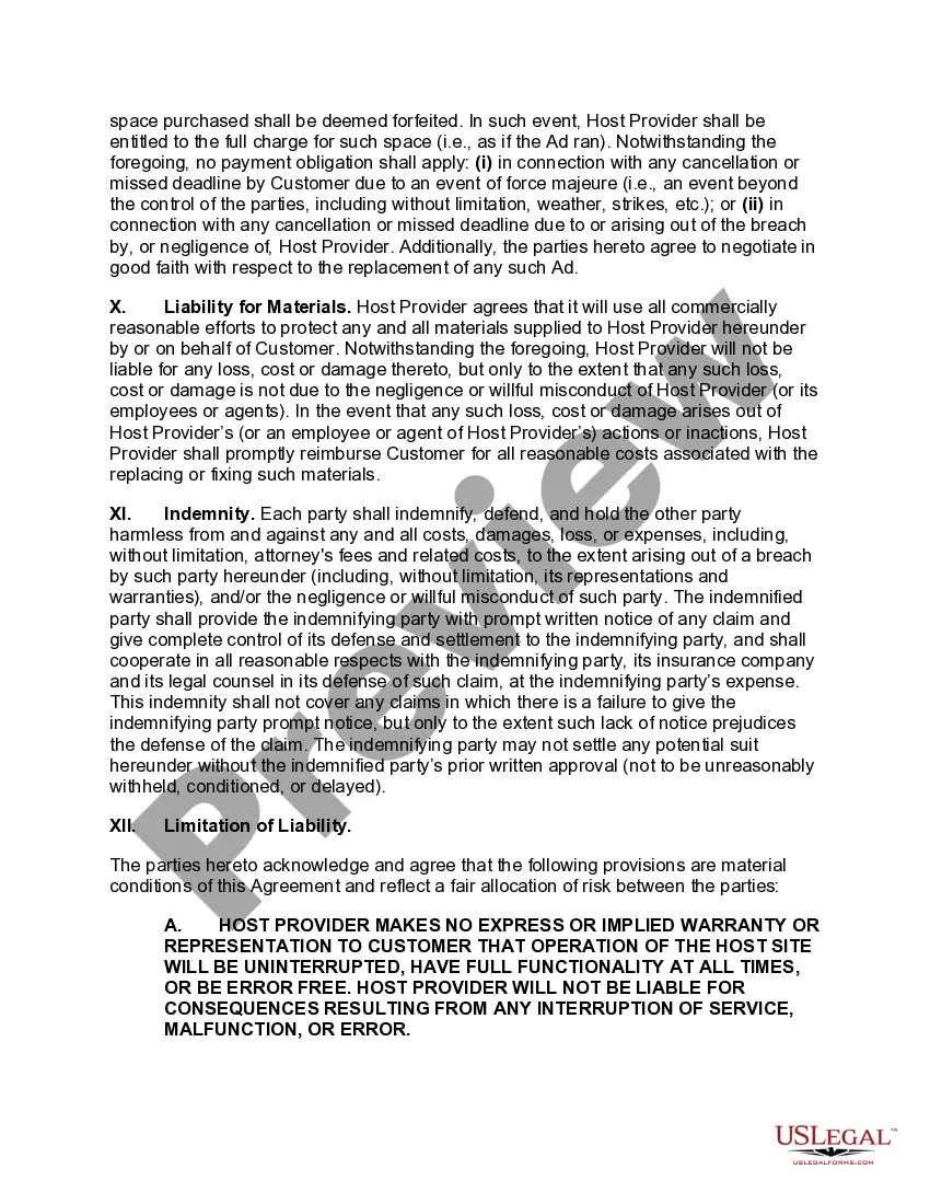 Get Online Advertising Agreement for Website Hosted Ads Preview Online Advertising Agreement for Website Hosted Ads