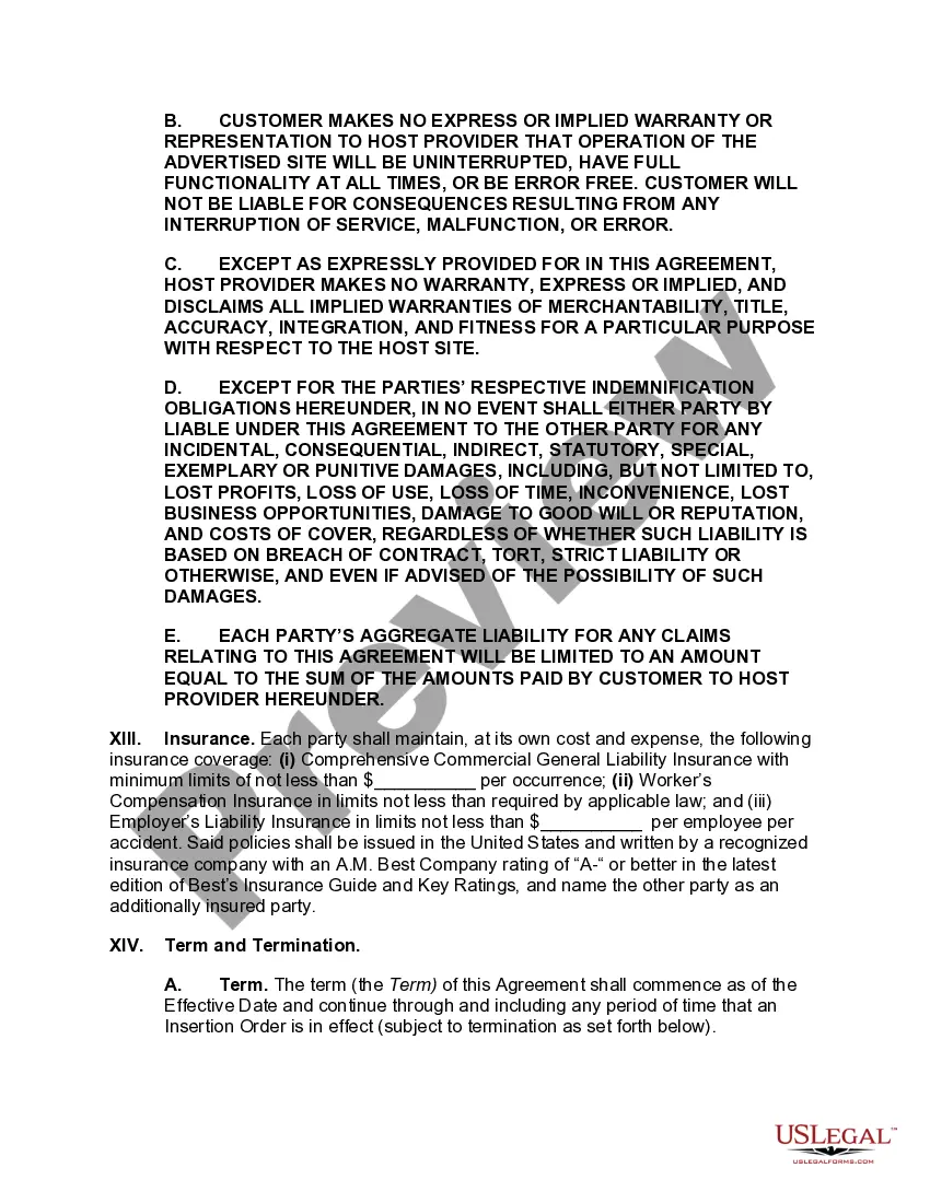 Get Online Advertising Agreement for Website Hosted Ads Preview Online Advertising Agreement for Website Hosted Ads