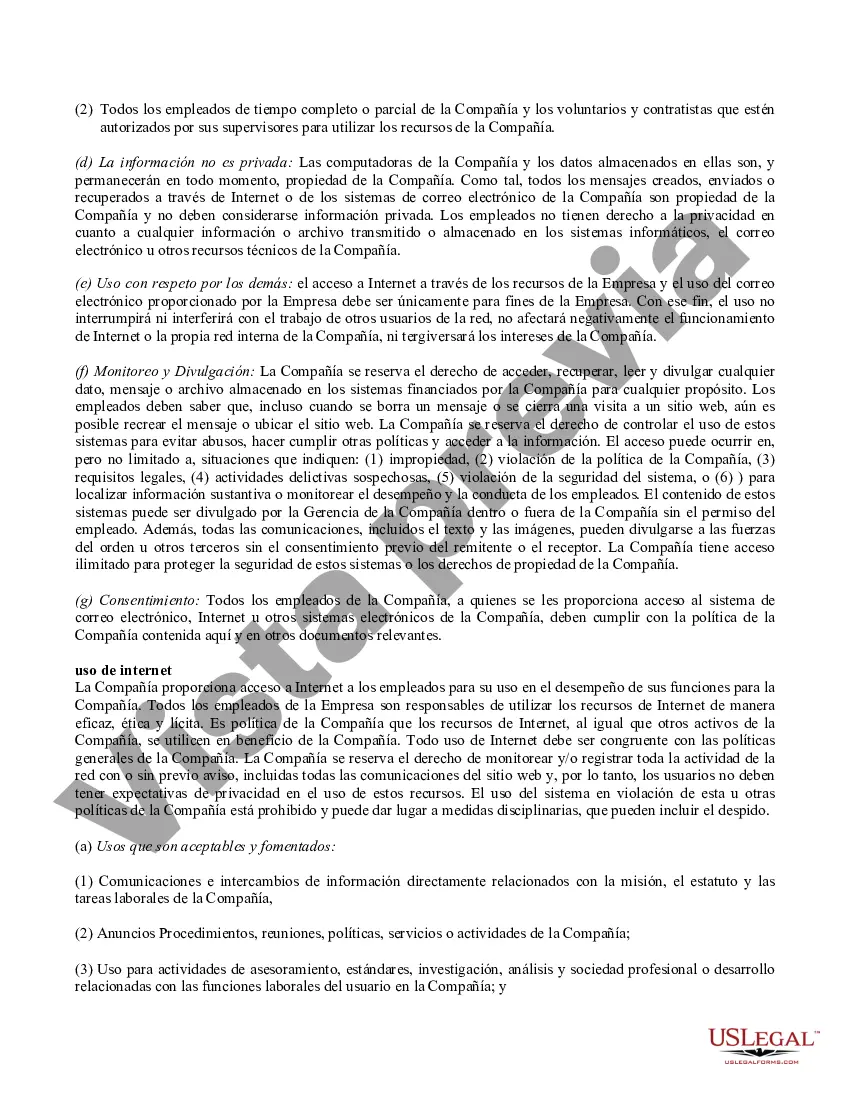 Preview Política de Internet y correo electrónico de la empresa - Estricta