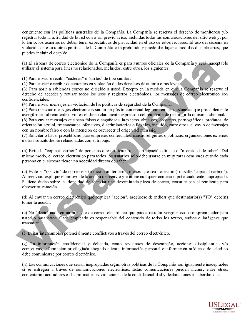 Preview Política de Internet y correo electrónico de la empresa - Estricta