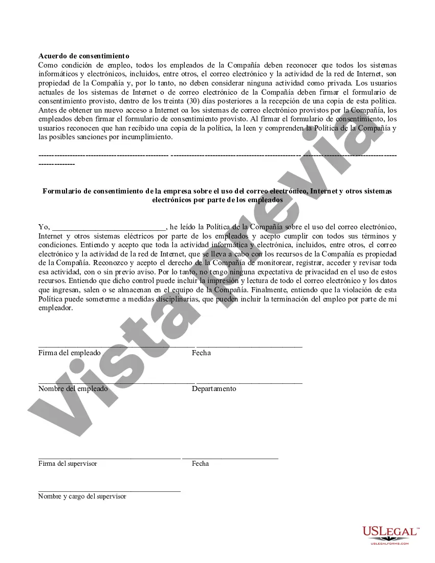 Preview Política de Internet y correo electrónico de la empresa - Estricta
