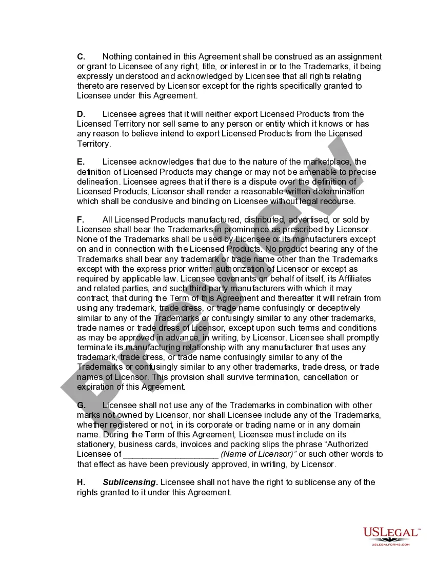 Preview Merchandising License Agreement