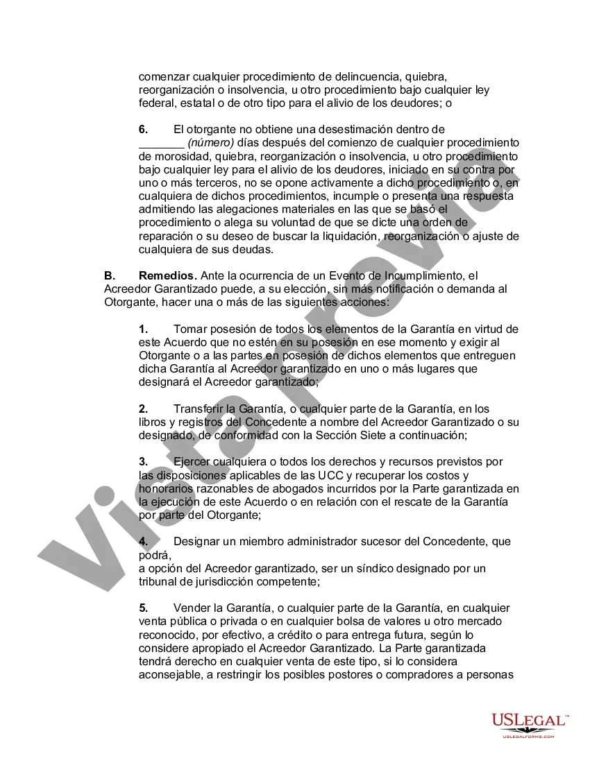 Preview Acuerdo de seguridad con respecto a los intereses de los miembros en la sociedad de responsabilidad limitada