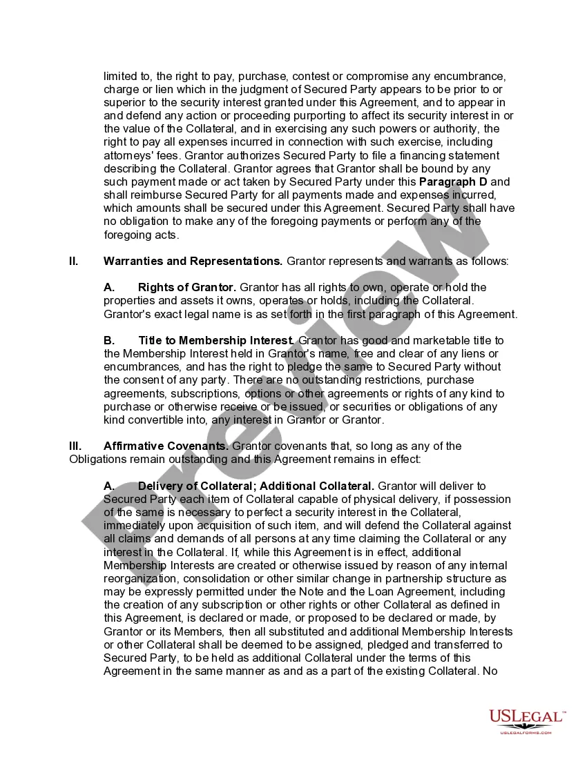 Get Security Agreement regarding Member Interests in Limited Liability Company Preview Security Agreement regarding Member Interests in Limited Liability Company