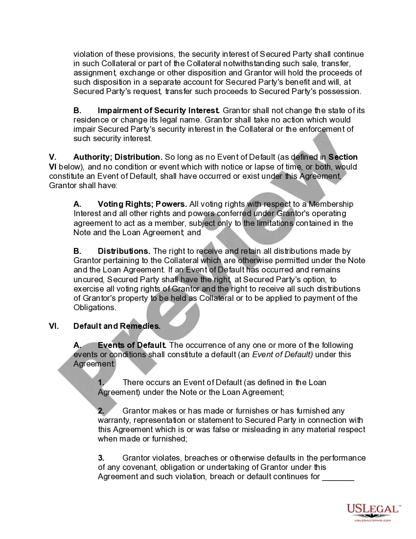 Get Security Agreement regarding Member Interests in Limited Liability Company Preview Security Agreement regarding Member Interests in Limited Liability Company