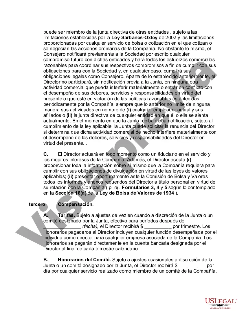 Preview Acuerdo integral entre el miembro de la junta y la corporación