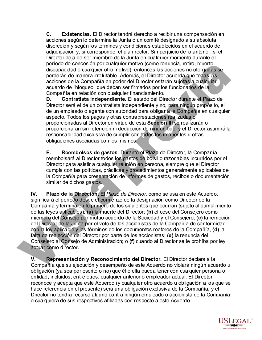 Preview Acuerdo integral entre el miembro de la junta y la corporación