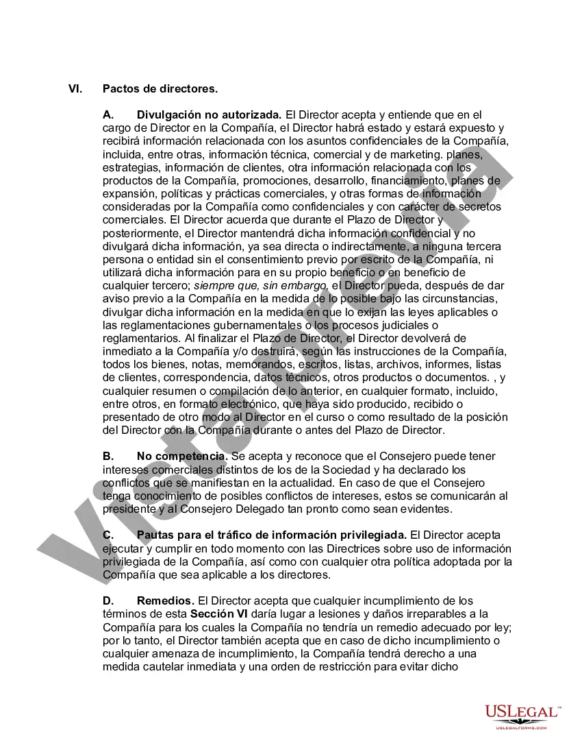 Preview Acuerdo integral entre el miembro de la junta y la corporación