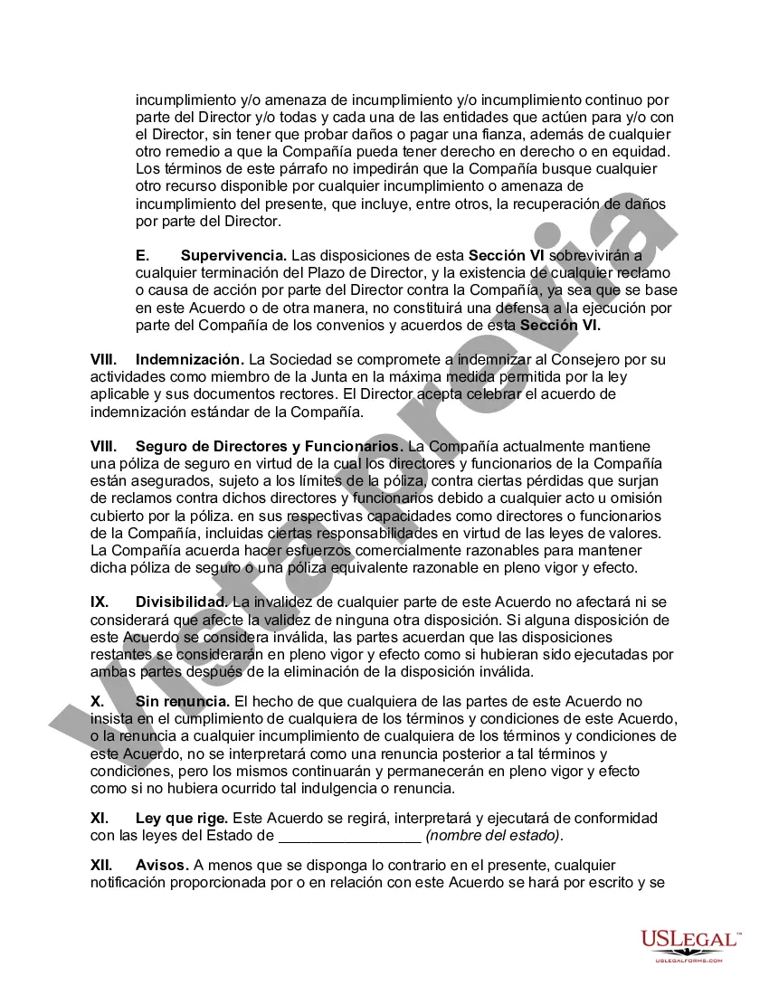 Preview Acuerdo integral entre el miembro de la junta y la corporación