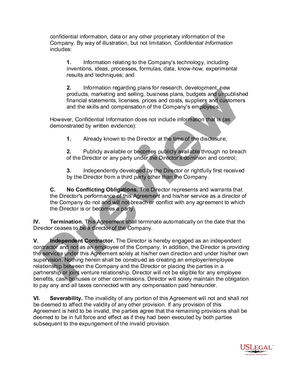 page 1 Agreement Between Board Member and Close Corporation preview