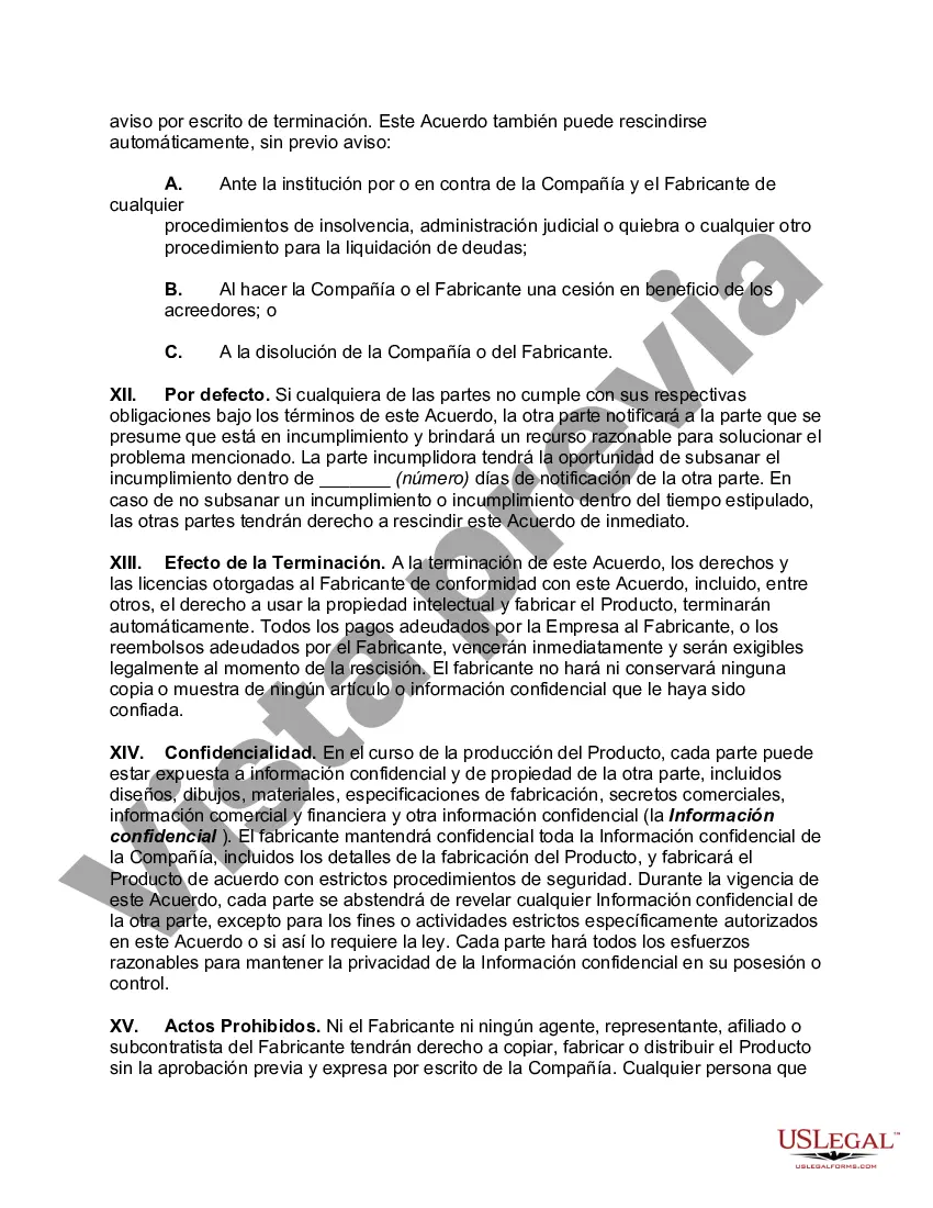 Preview Acuerdo de fabricación por encargo