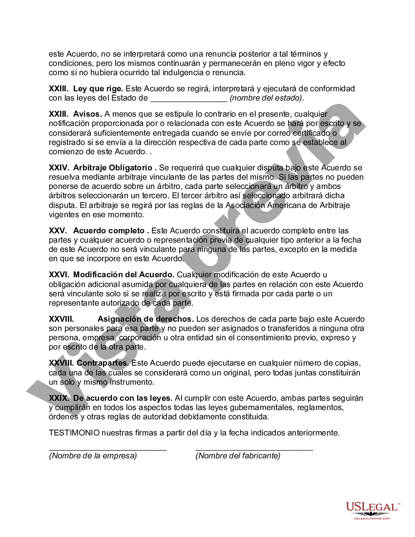 Preview Acuerdo de fabricación por encargo