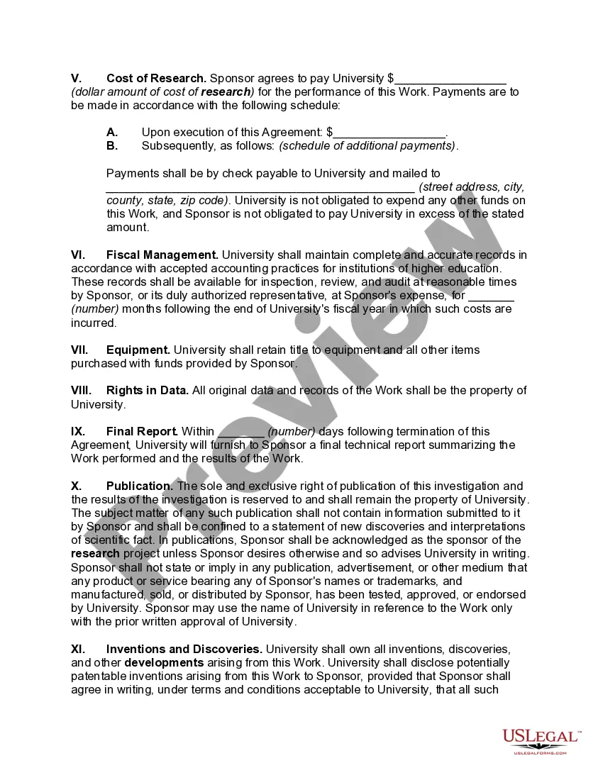 Get Agreement Between University and Private Company for University to Conduct Research Preview Agreement Between University and Private Company for University to Conduct Research