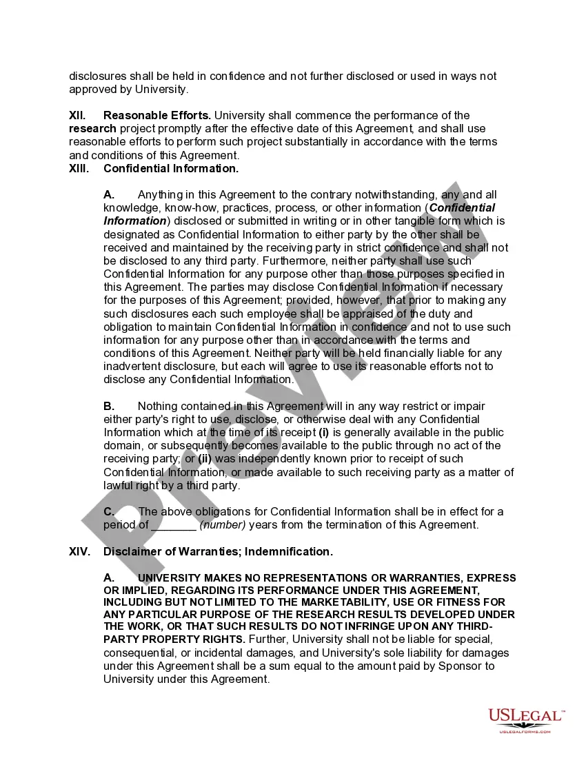 Get Agreement Between University and Private Company for University to Conduct Research Preview Agreement Between University and Private Company for University to Conduct Research