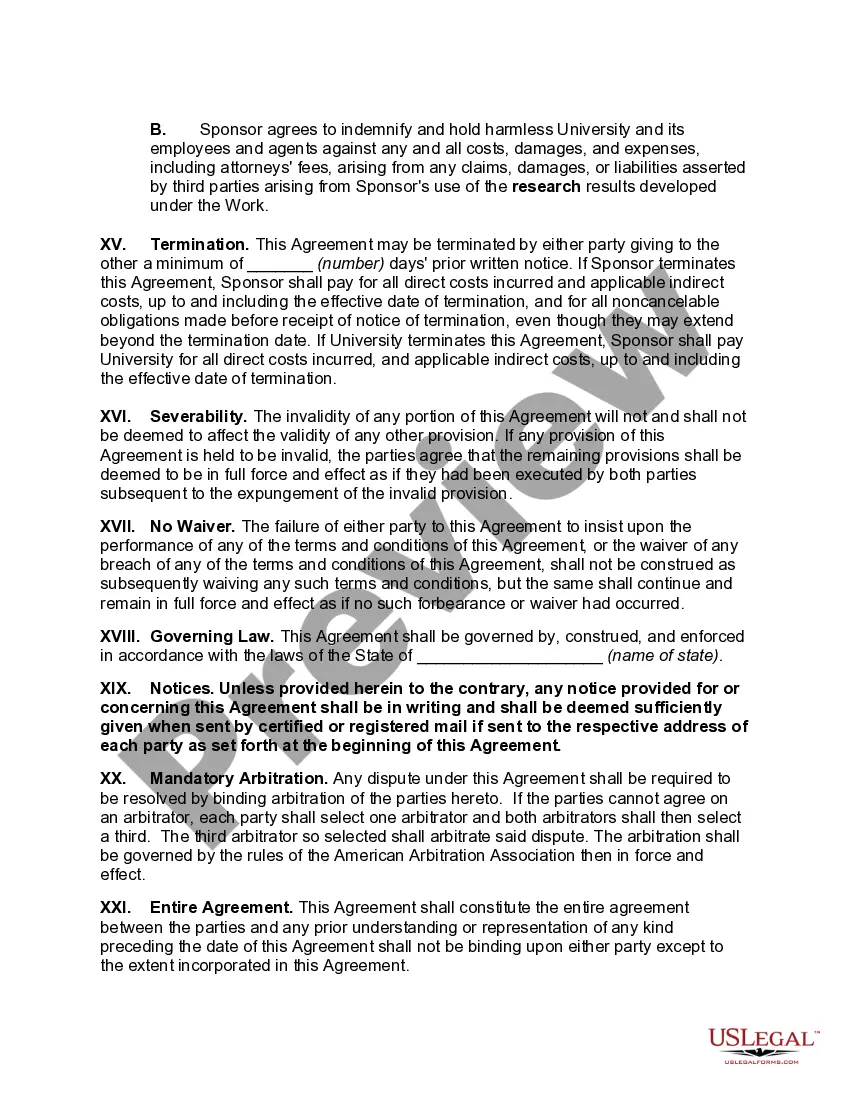 Get Agreement Between University and Private Company for University to Conduct Research Preview Agreement Between University and Private Company for University to Conduct Research