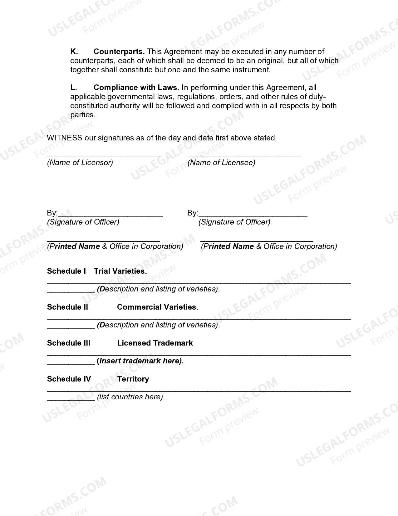 Preview Plant Variety and Trademark License Agreement