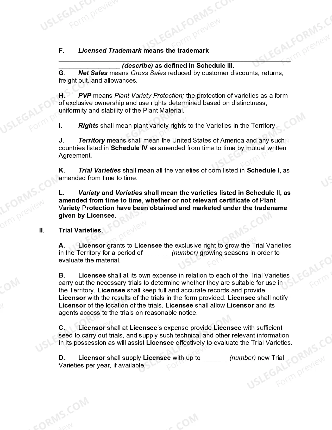 Preview Plant Variety and Trademark License Agreement