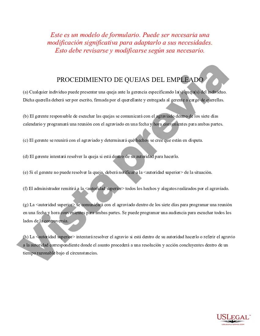 Preview Procedimientos de quejas de empleados