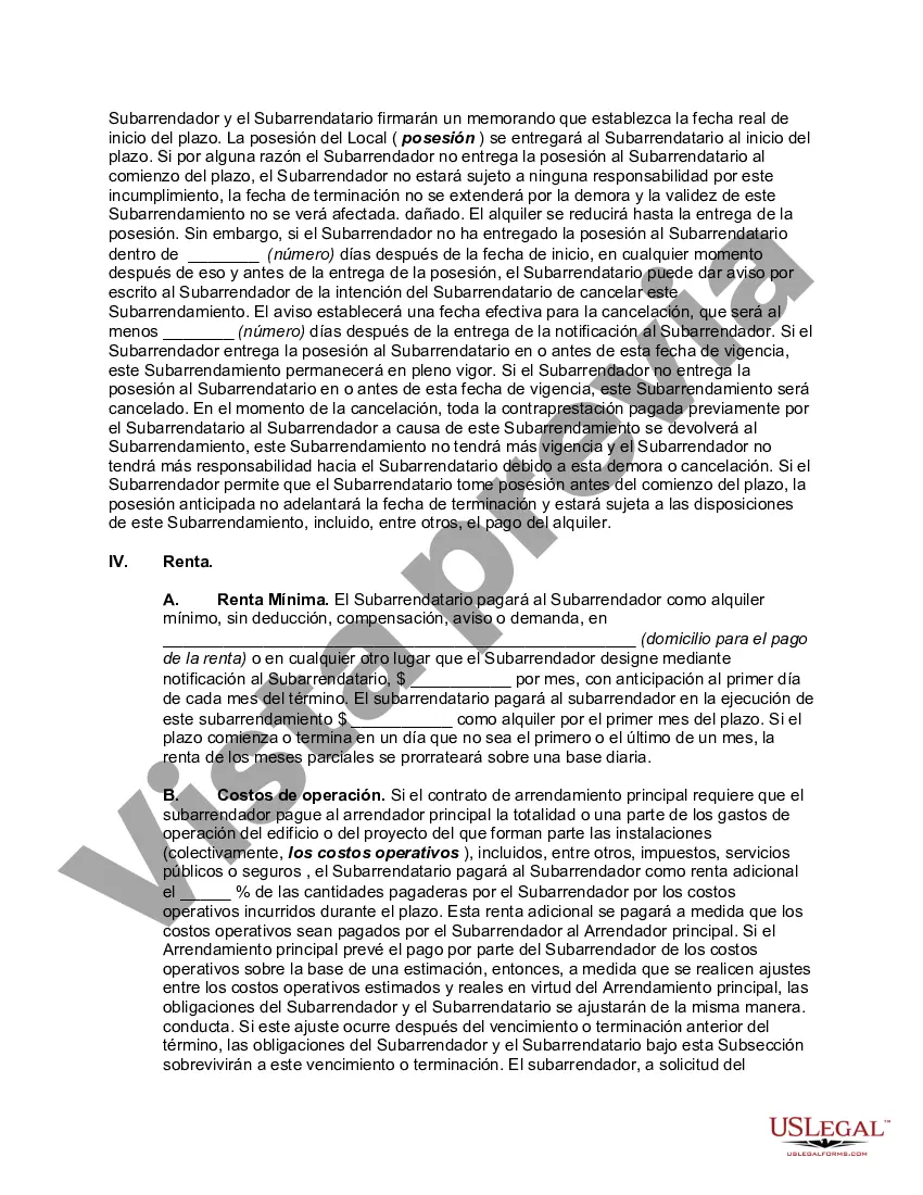 Preview Subarrendamiento de una parte de las instalaciones principales con el consentimiento del arrendador