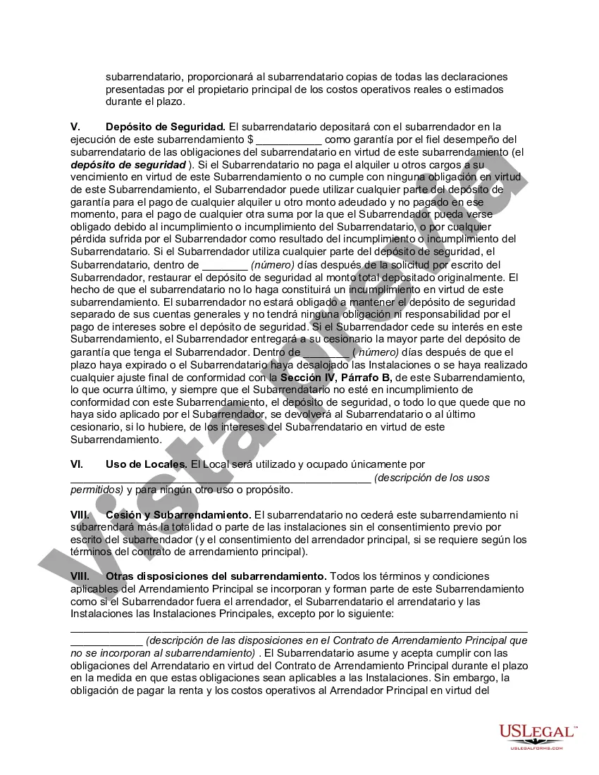 Preview Subarrendamiento de una parte de las instalaciones principales con el consentimiento del arrendador