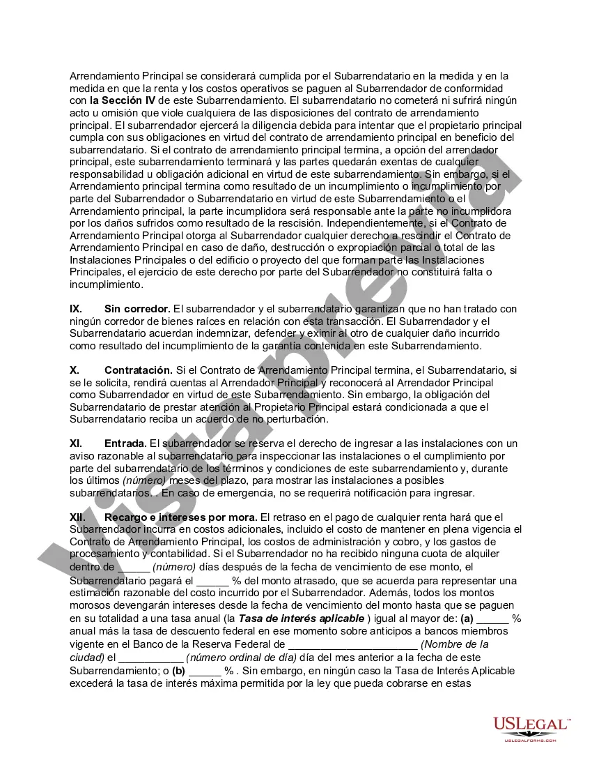 Preview Subarrendamiento de una parte de las instalaciones principales con el consentimiento del arrendador