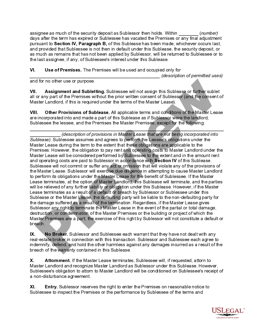 Get Sublease of a Portion of Master Premises with Consent of Lessor Preview Sublease of a Portion of Master Premises with Consent of Lessor