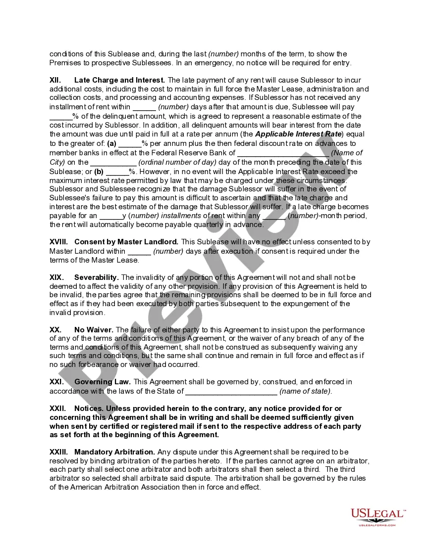 Get Sublease of a Portion of Master Premises with Consent of Lessor Preview Sublease of a Portion of Master Premises with Consent of Lessor