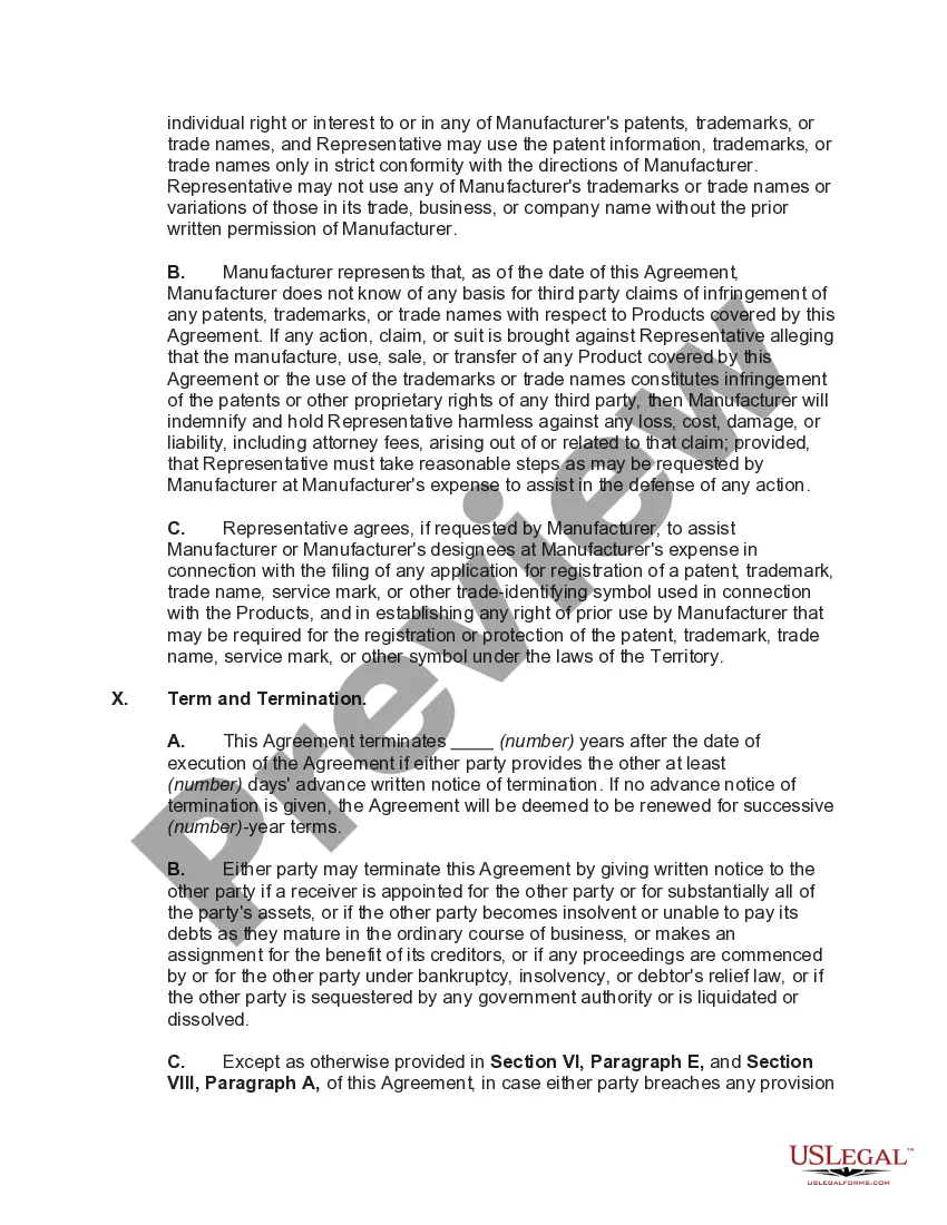 Preview Exclusive Foreign Sales Representative Agreement