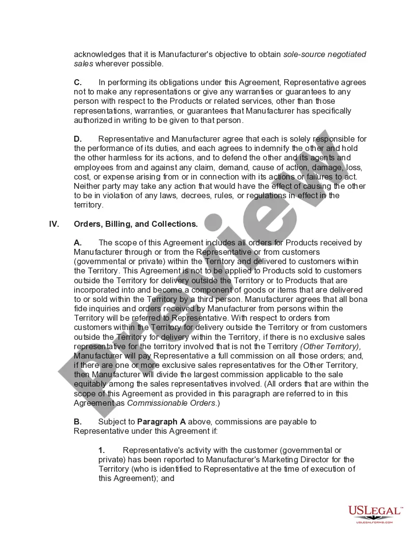 Preview Exclusive Foreign Sales Representative Agreement