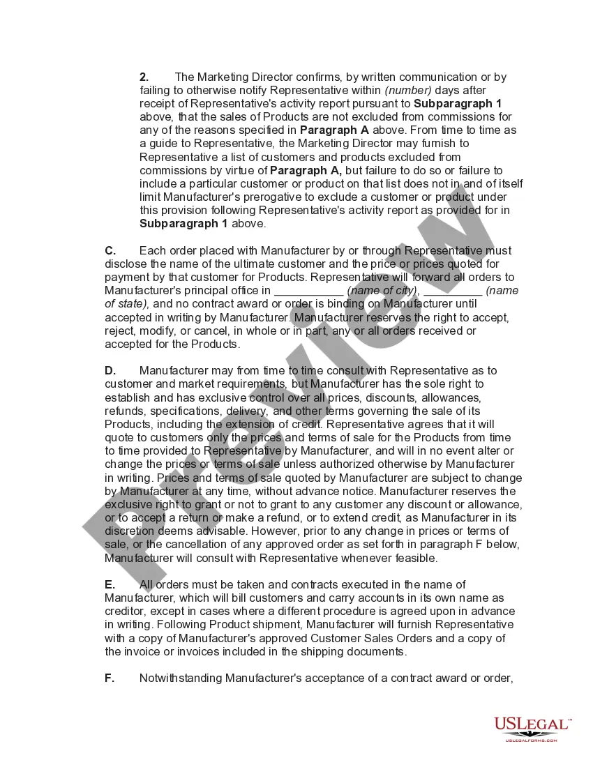 Preview Exclusive Foreign Sales Representative Agreement