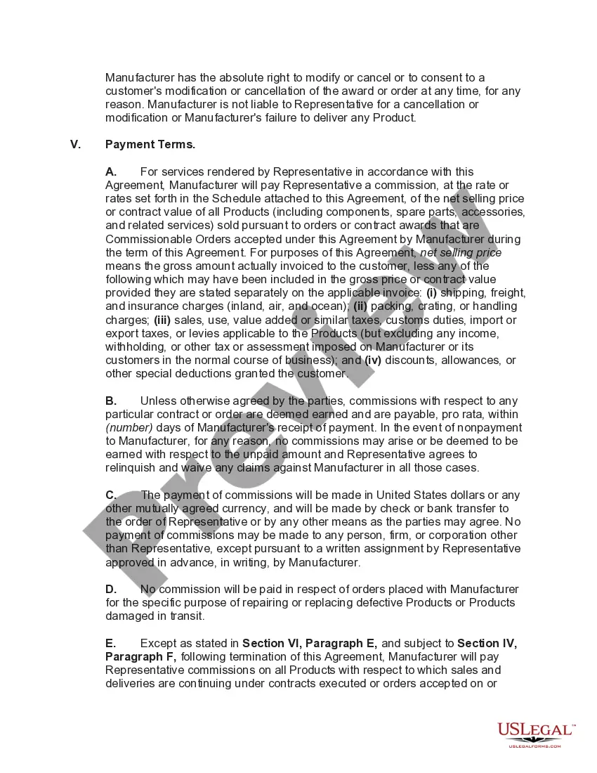 Preview Exclusive Foreign Sales Representative Agreement