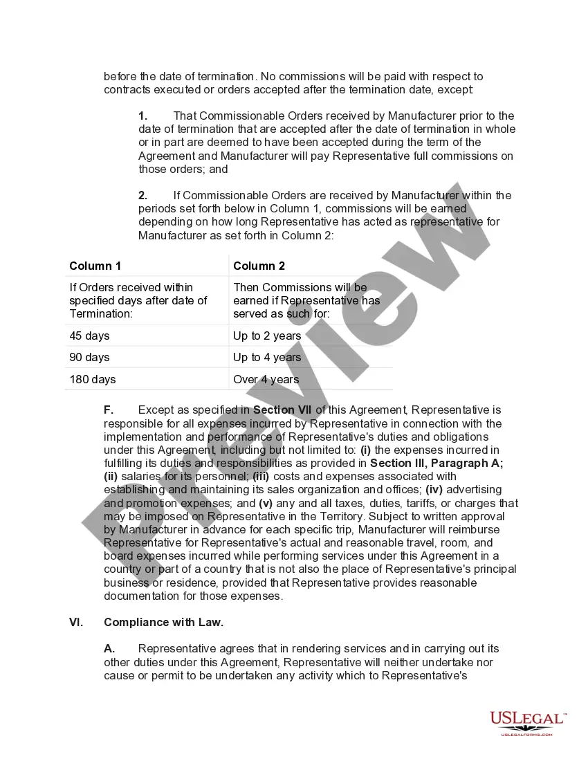 Preview Exclusive Foreign Sales Representative Agreement