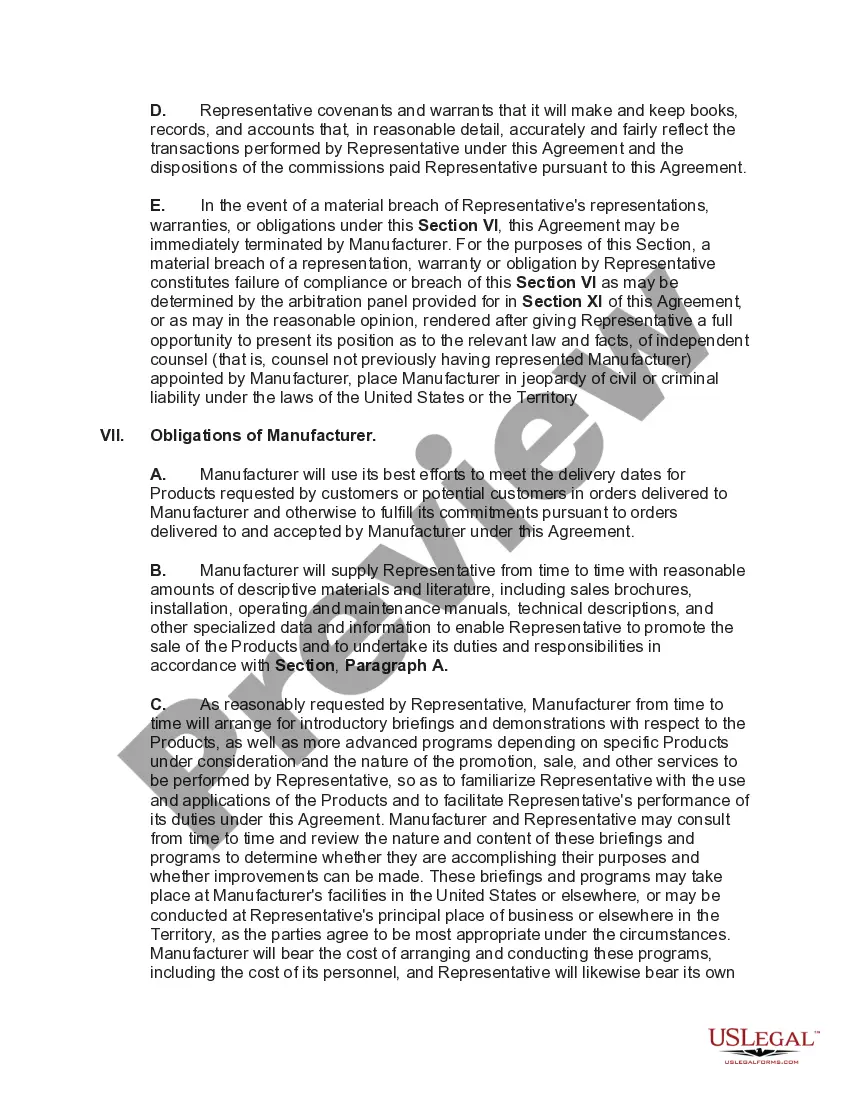 Preview Exclusive Foreign Sales Representative Agreement