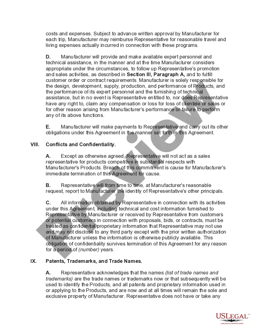 Preview Exclusive Foreign Sales Representative Agreement