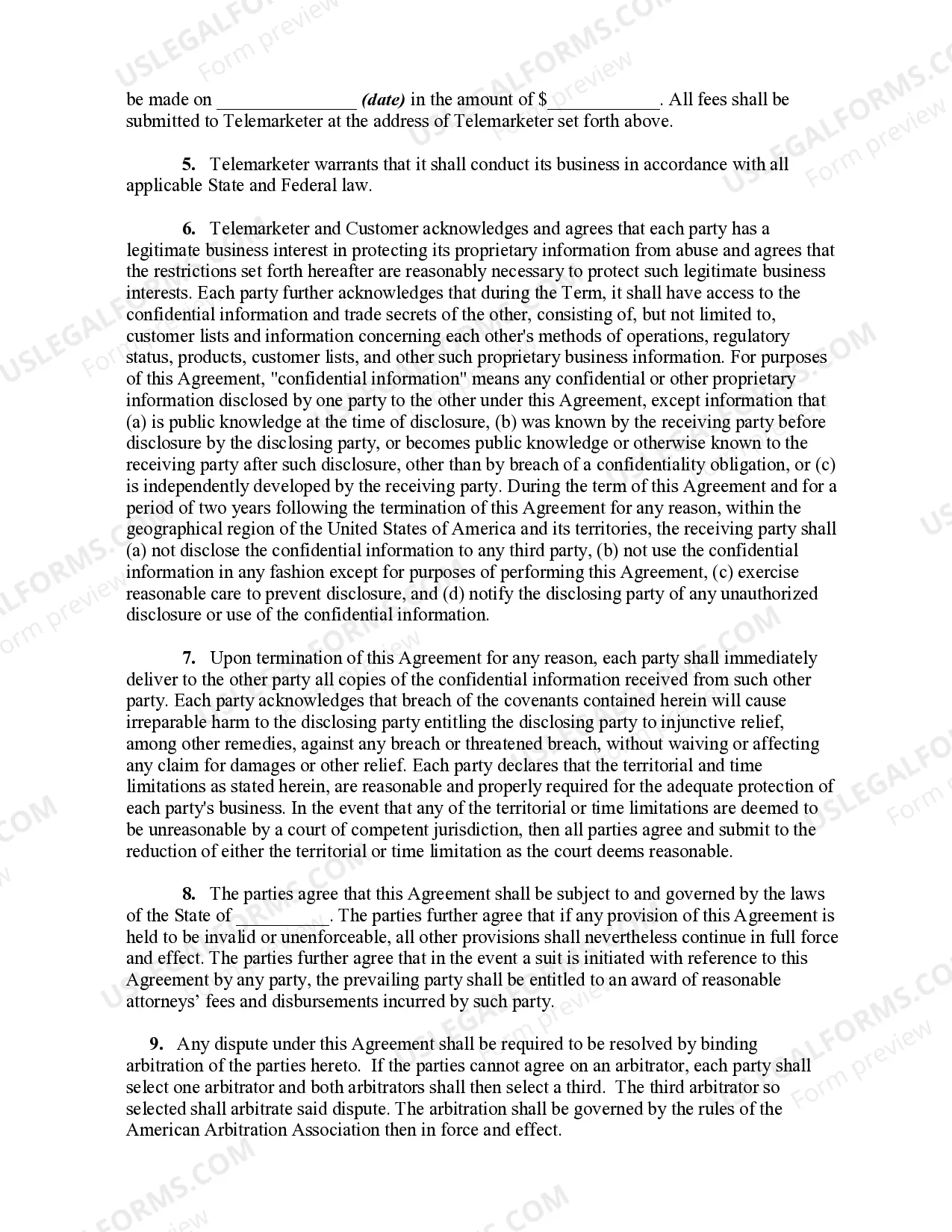 Preview Telemarketing Consultant Agreement