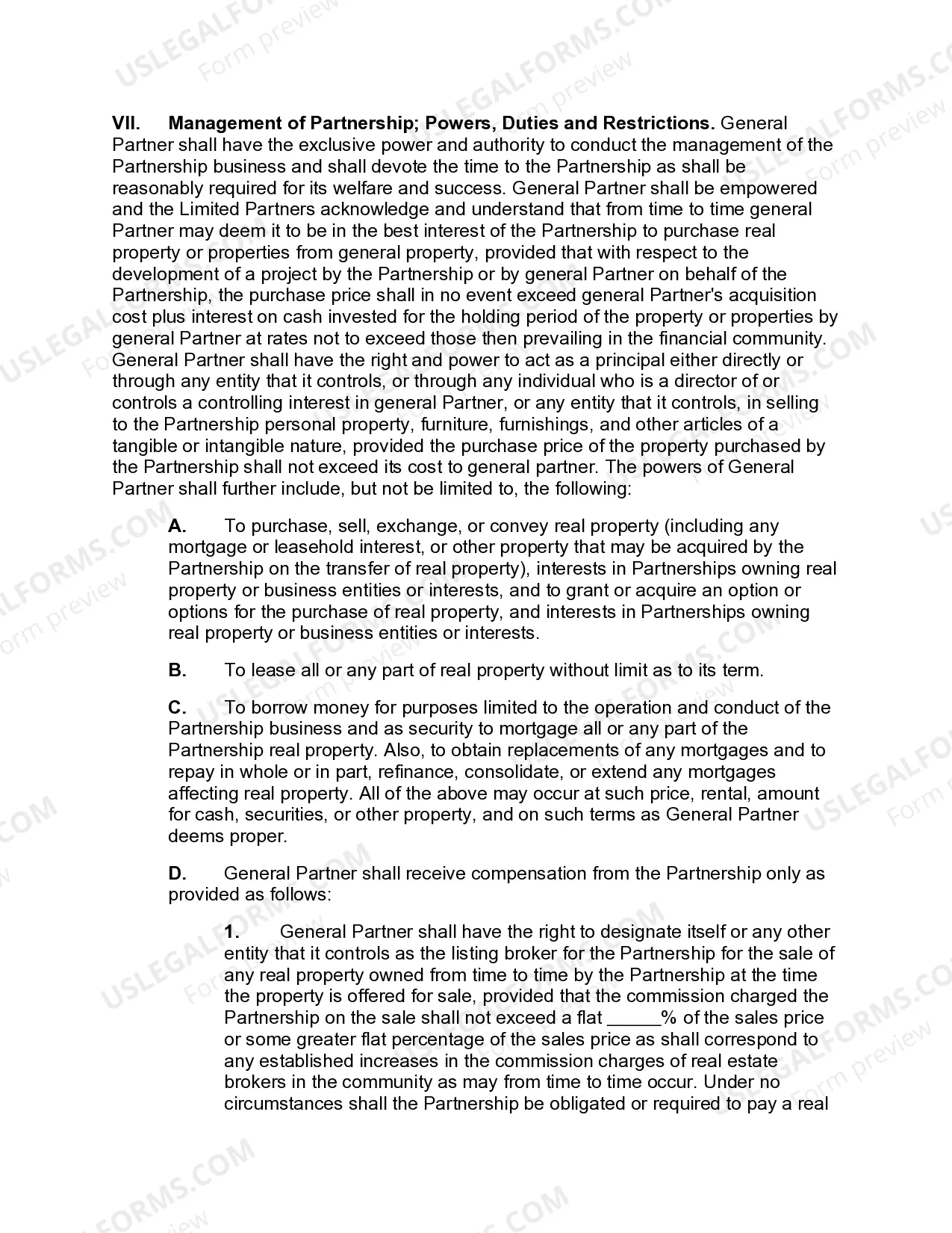 Preview Limited Partnership Agreement for Real Estate Development