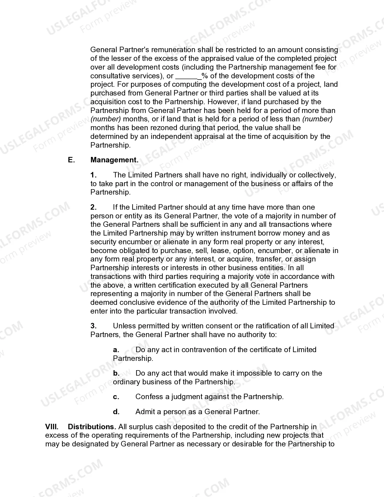 Preview Limited Partnership Agreement for Real Estate Development