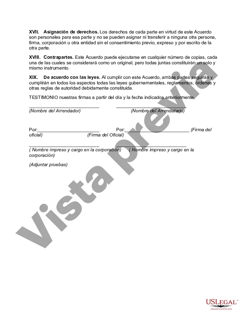 Preview Acuerdo por parte del arrendatario para realizar mejoras en la propiedad arrendada