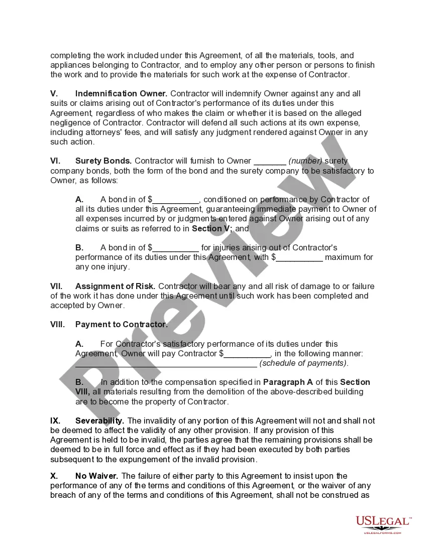 Get Contract to Demolish Building Preview Contract to Demolish Building