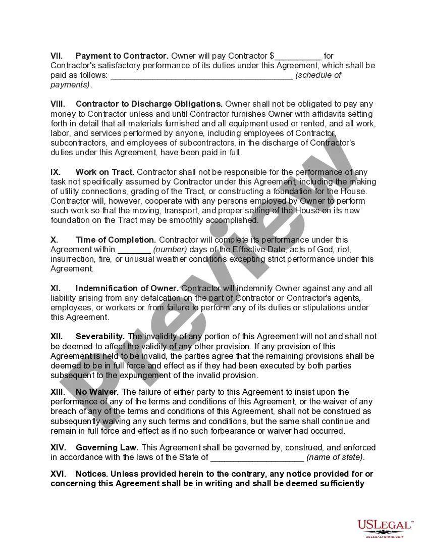 Preview Agreement to Move House